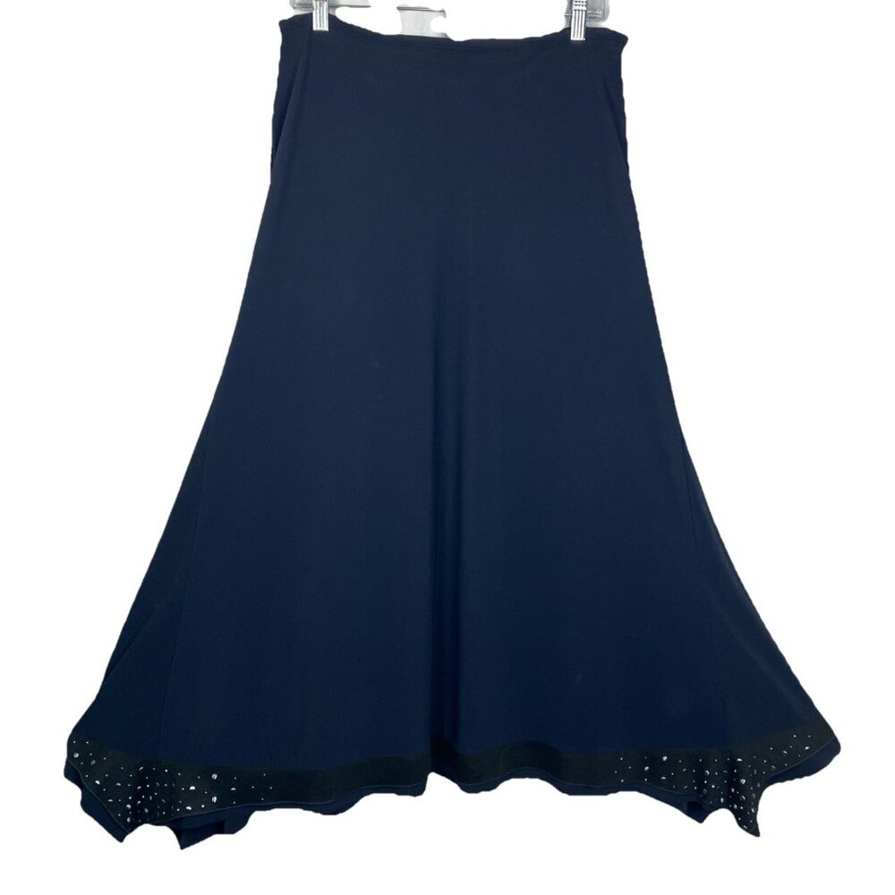 US 8 Marithe Francois Girbaud A-line Maxi Stud Skirt Navy Lagenlook